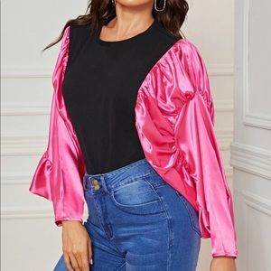 Pink & Black Exaggerated Batwing Top!